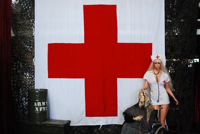 Red Cross on white cloth