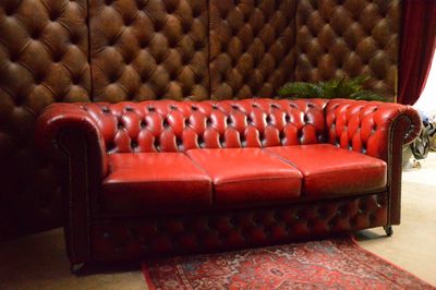 Chesterfield, Bench, Bright red