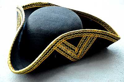 sale Tricorn Hat, with gold  stitching