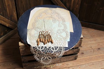 Lace-Makers -Cushion with piece of Lace