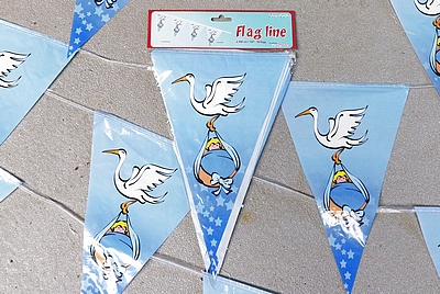 sale Line with 10 Blue Baby Flags