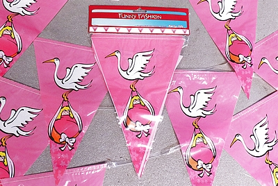 sale Line with 10 Pink Baby Flags