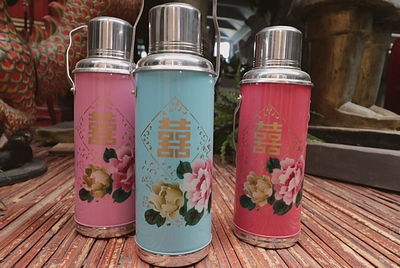 Thermos Bottle Asian style,  set of 3