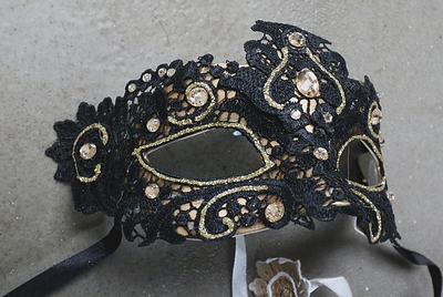 sale Lace Mask in Black  and Gold