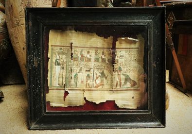 Showcase with Egyptian Papyrus