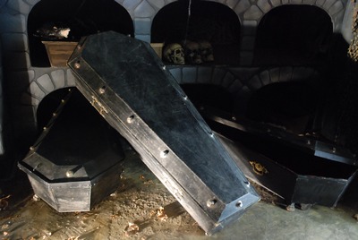 Coffin, Black, with ironwork