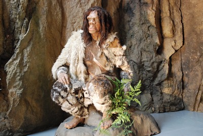 Neanderthal man on rock